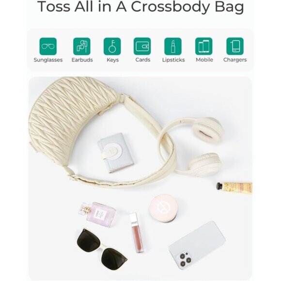 Women's BAGSMART Small Nylon Quilted Crescent Hobo Shoulder Bag - Picture 6 of 7